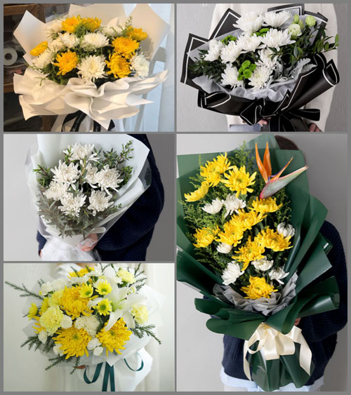 山东莱芜莱城区苗山镇黄崖村白事花束代送